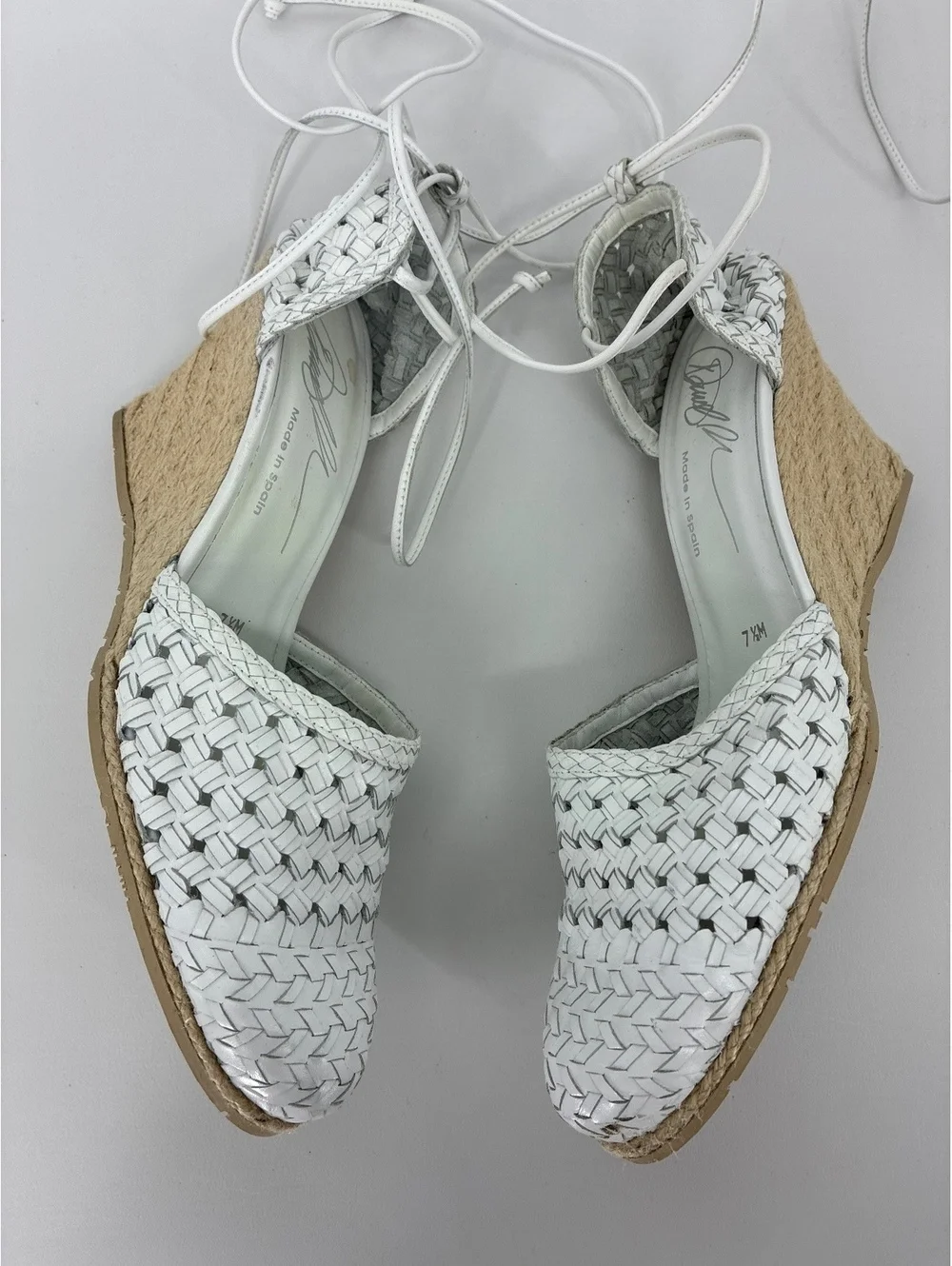 Donald J Pliner White Woven Leather Espadrille Wedge Sandals Size 7M
